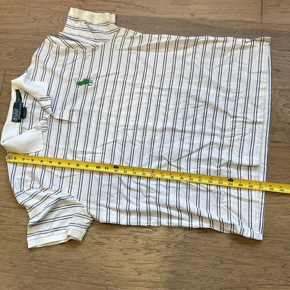 EUC Ralph Lauren Polo Shirt Large White Green Big Pony Outdoors 3 RLPC Rugby - Picture 6 of 9